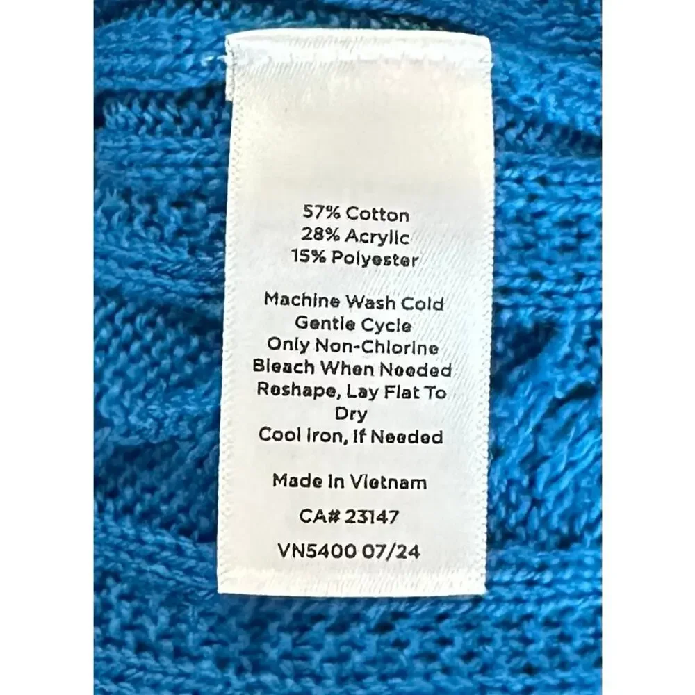 Talbots Soft Cable Knit Crewneck Sweater Blue Size L